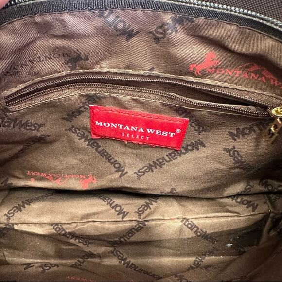 Montana West PU leather brown PU coated leather medium satchel bag gold hardware - Picture 9 of 15